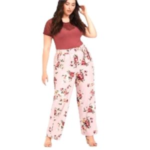 TORRID Plus Size Women's Rosey light  Floral Crepe Wide leg dress Pant New